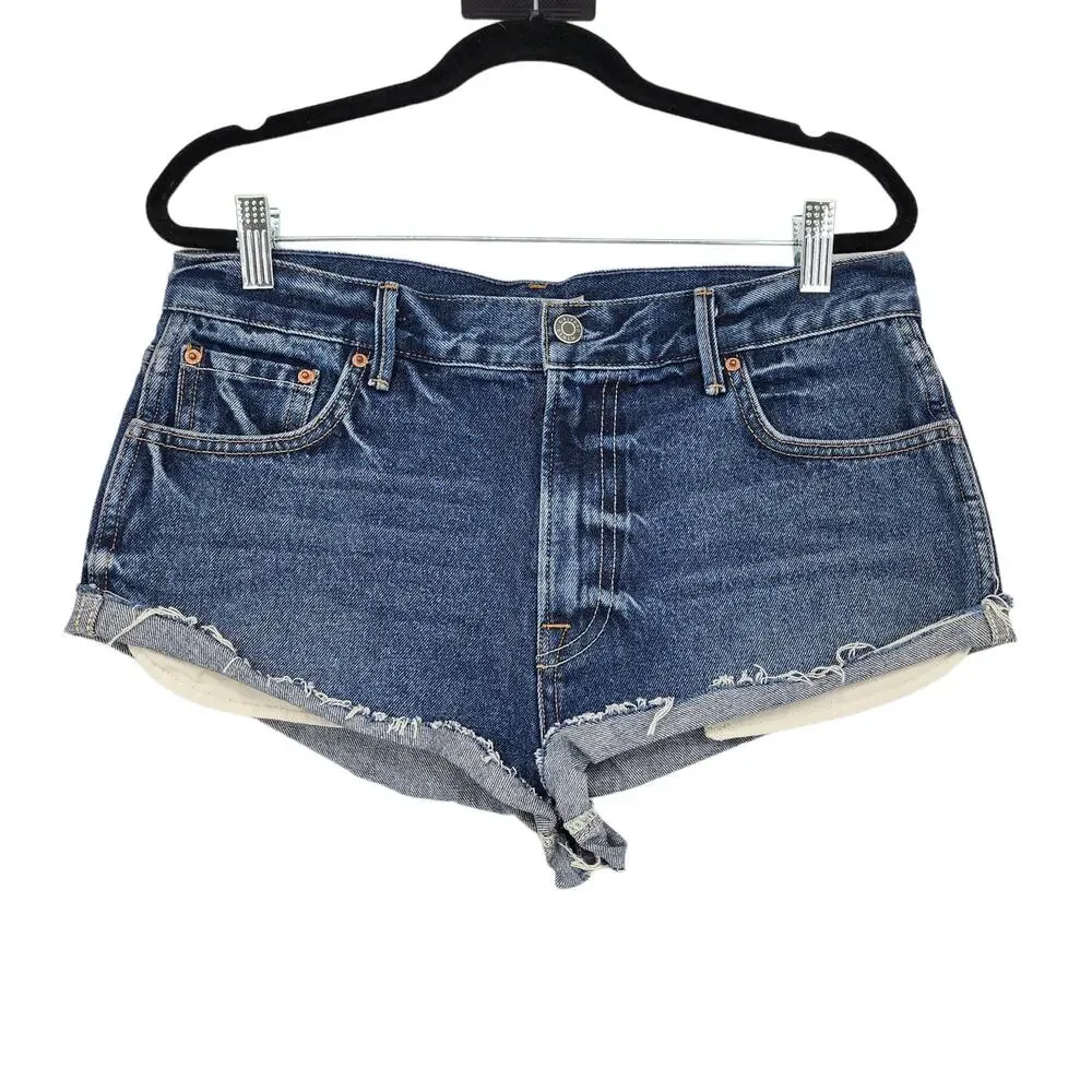 GRLFRND Denim Jessie Jean Medium Wash Raw Hem Shorts In Honey Dew Size 27